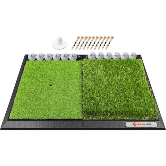 Foldable Heavy-Duty Golf Hitting Mat, Practice Mat with 10mm EVA Rubber Backing - Picture 1 of 7